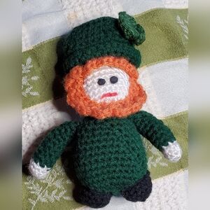 Fighting Irishman handmade crochet mascot man